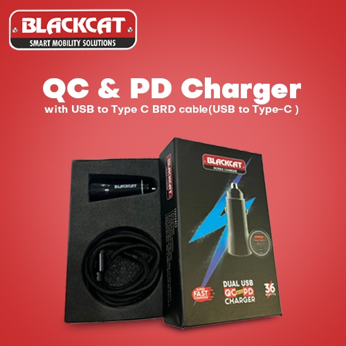 Blackcat QC & PD Charger with USB to Type C BRD cable(USB to Type-C ) Charger